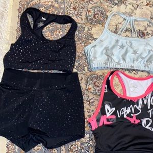 Justice Sports bras and short - size 6